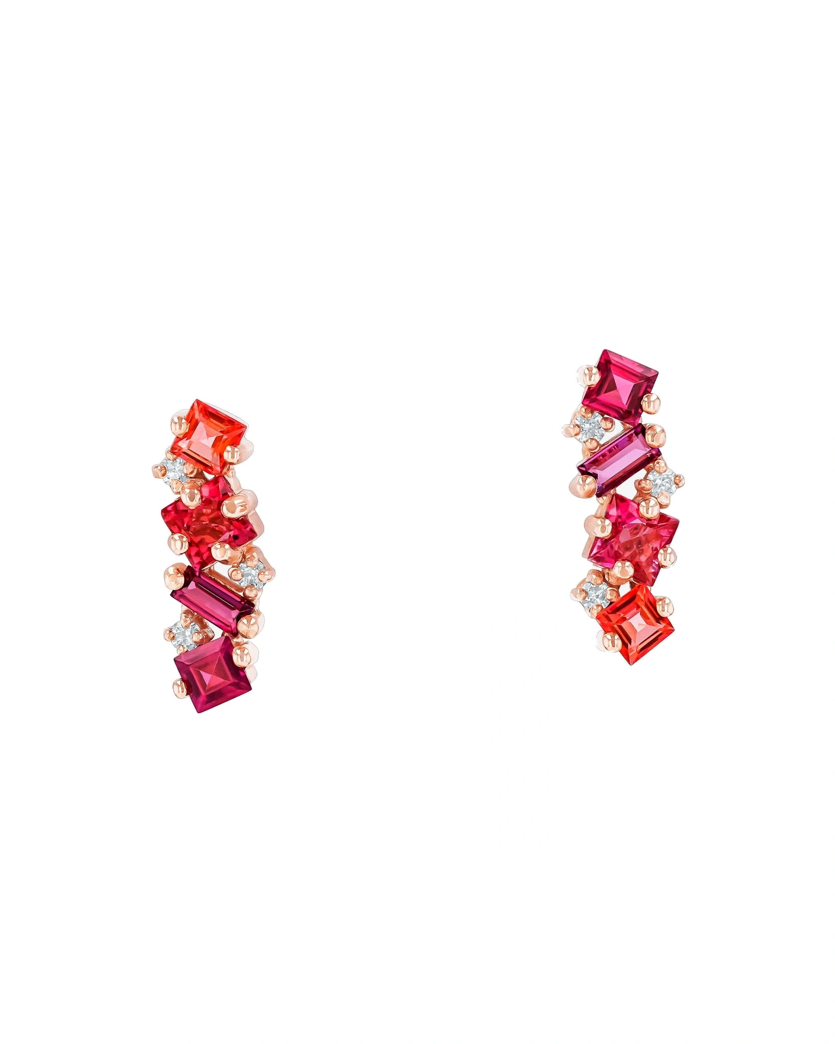 Suzanne Kalan Nadima Red Ombre Bar Studs in 14K Rose Gold Suzanne Kalan Nadima Red Ombre Bar Studs in 14K Rose Gold | Fine Earrings | Coveti