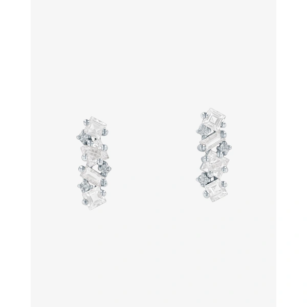Suzanne Kalan Nadima White Topaz Bar Studs in 14K Yellow Gold | Fine Earrings | Coveti