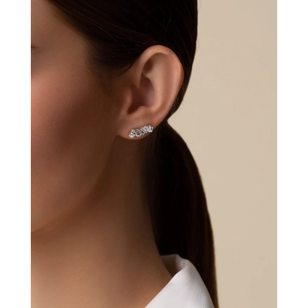 Suzanne Kalan Nadima White Topaz Bar Studs in 14K Yellow Gold | Fine Earrings | Coveti