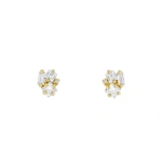 Suzanne Kalan Nadima White Topaz Cluster Studs in 14K Yellow Gold | Fine Earrings | Coveti