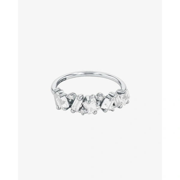 Suzanne Kalan Nadima White Topaz Half Band in 14K White Gold | Fine Rings | Coveti
