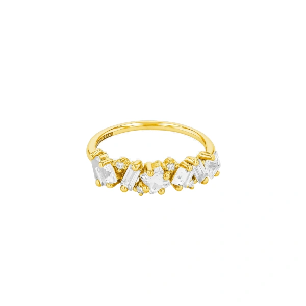 Nadima White Topaz Half Band in 14K White Gold