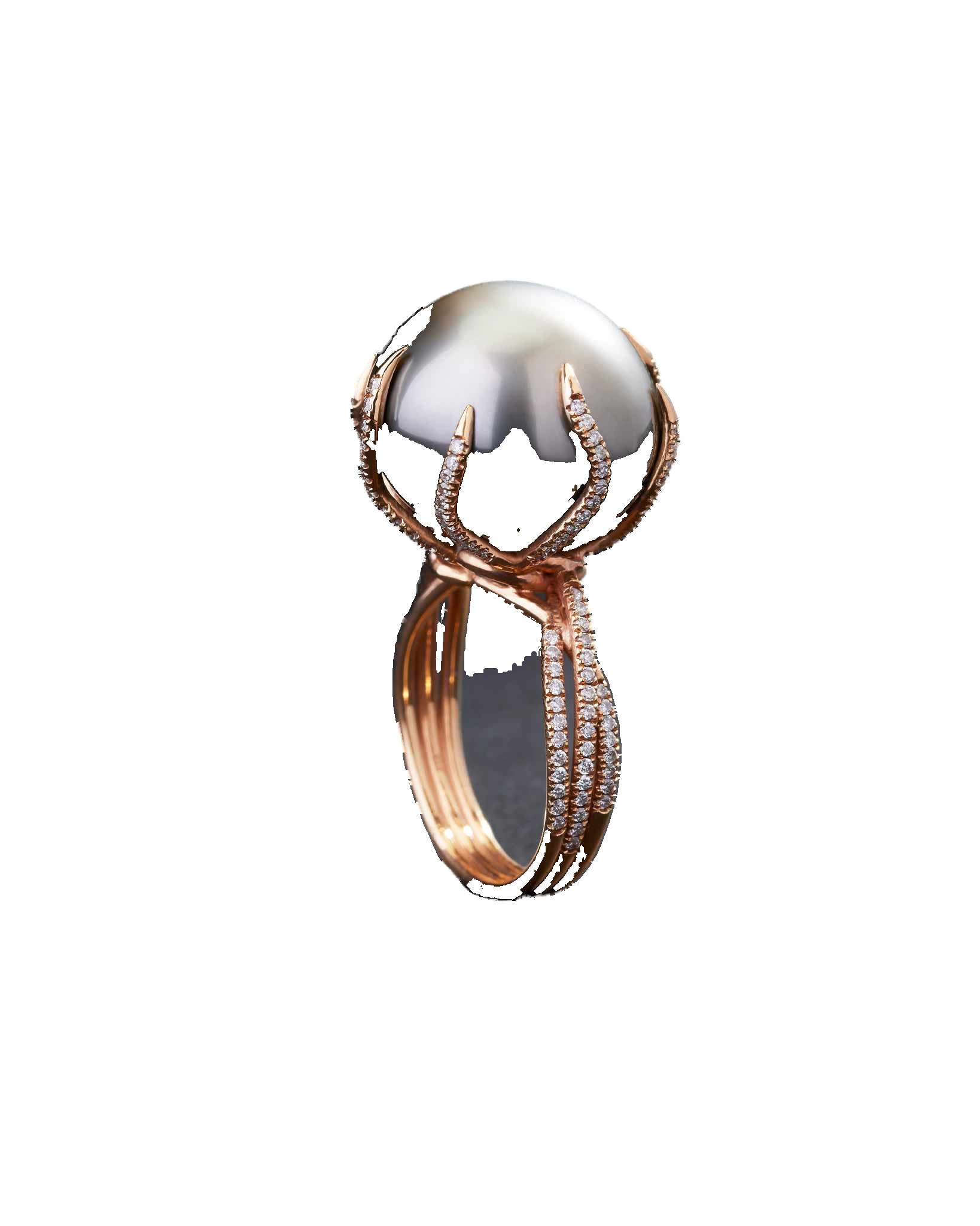 Suzanne Kalan One of a Kind Cultured Pearl Enchanted Ring with Round Diamonds in 18K Rose Gold Suzanne Kalan One of a Kind Cultured Pearl Enchanted Ring with Round Diamonds in 18K Rose Gold | Fine Rings | Coveti