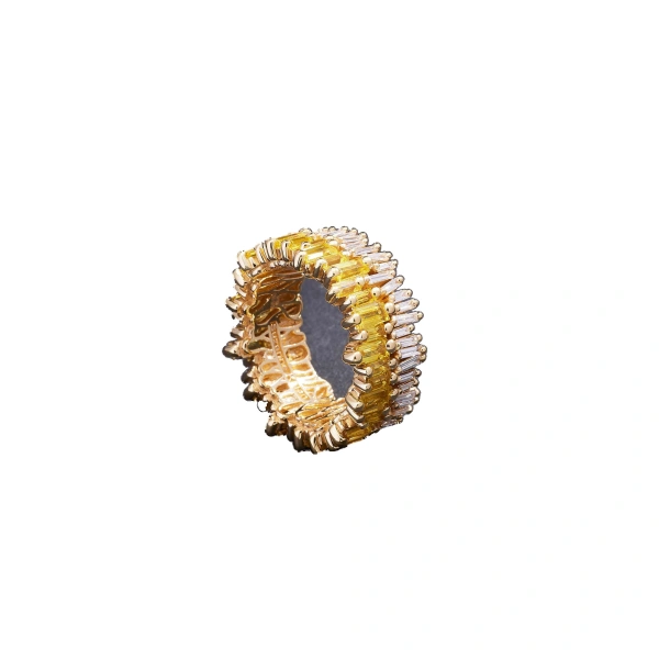 One of a Kind Double Stack Yellow Sapphire Eternity Band in 18K Yellow Gold