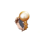 Suzanne Kalan One of a Kind South Sea Golden Pearl Ring with Yellow Sapphires in 18K Rose Gold | Fine Rings | Coveti
