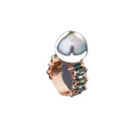 Suzanne Kalan One of a Kind Tahitian Pearl Ring with Green Sapphires & Baguette Diamonds in 18K Rose Gold | Fine Rings | Coveti