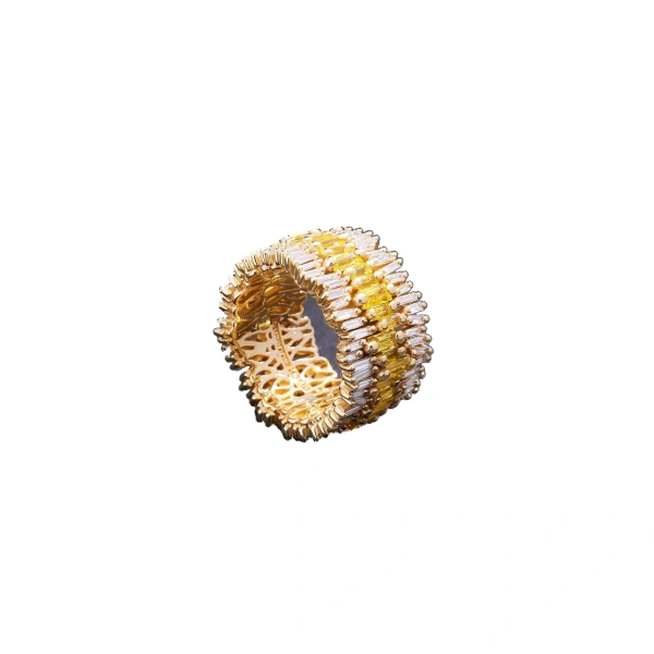 One of a Kind Triple Stack Yellow Sapphire Eternity Band in 18K Yellow Gold