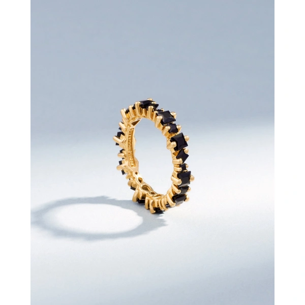 Suzanne Kalan Princess Anna Black Sapphire Eternity Band in 18K Yellow Gold | Fine Rings | Coveti