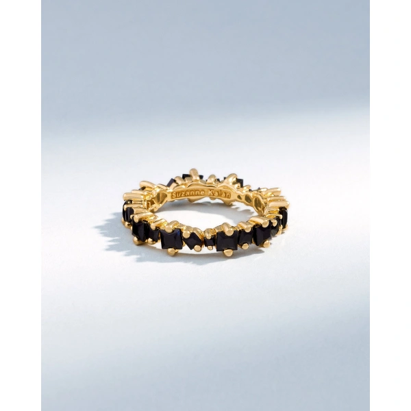 Suzanne Kalan Princess Anna Black Sapphire Eternity Band in 18K Yellow Gold | Fine Rings | Coveti