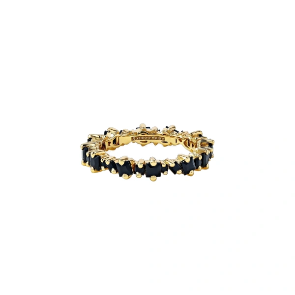Princess Anna Black Sapphire Eternity Band in 18K Yellow Gold