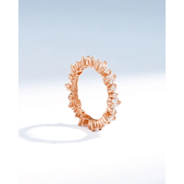 Suzanne Kalan Princess Anna Diamond Eternity Band in 18K Rose Gold | Fine Rings | Coveti