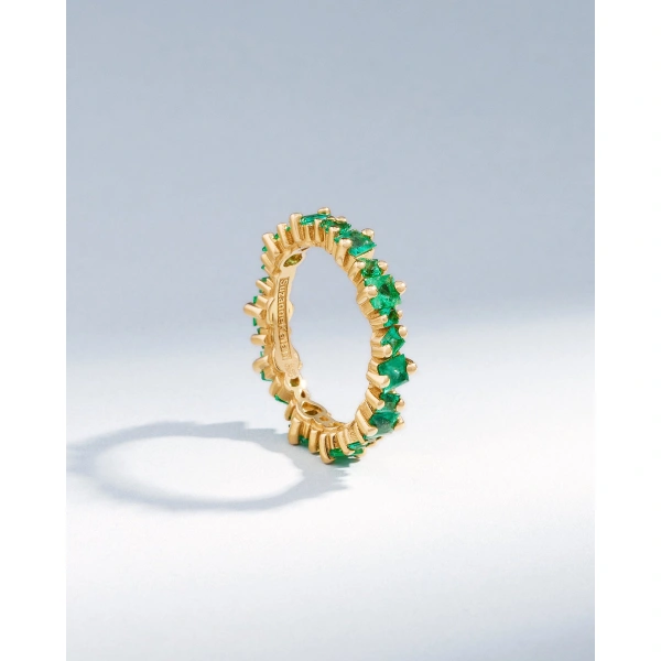 Suzanne Kalan Princess Anna Emerald Eternity Band in 18K Yellow Gold | Fine Rings | Coveti