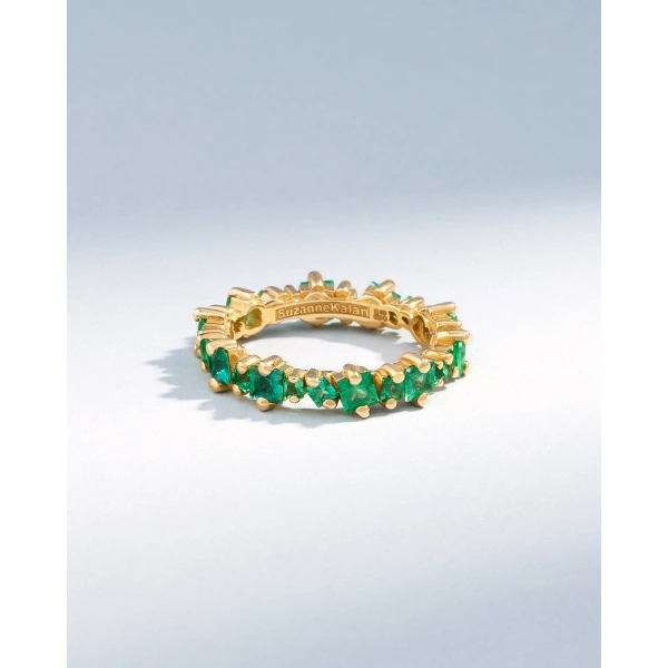 Suzanne Kalan Princess Anna Emerald Eternity Band in 18K Yellow Gold | Fine Rings | Coveti