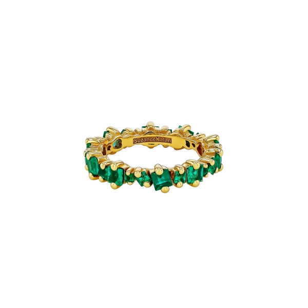 Suzanne Kalan Princess Anna Eternity Band in 18K Yellow Gold, Emerald | Fine Rings | Coveti