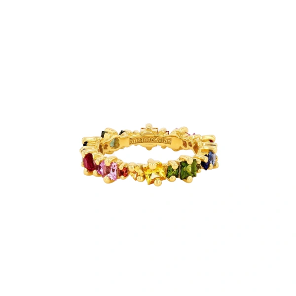 Princess Anna Eternity Band in 18K Yellow Gold, Rainbow Sapphire