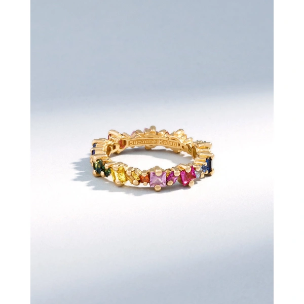 Suzanne Kalan Princess Anna Rainbow Sapphire Eternity Band in 18K Yellow Gold | Fine Rings | Coveti