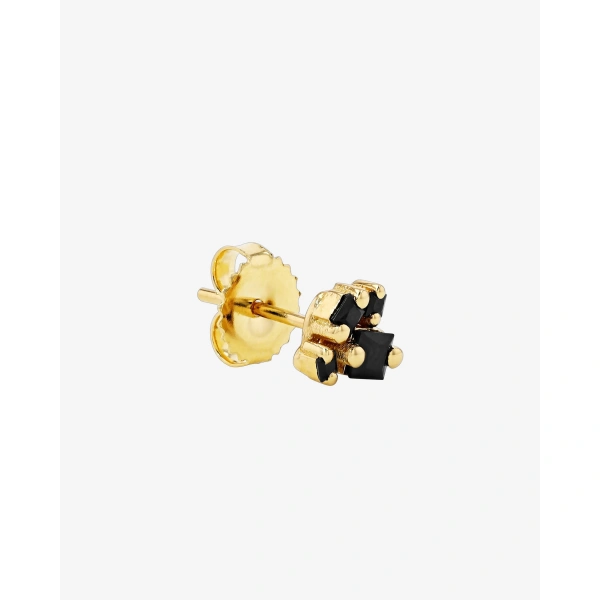 Suzanne Kalan Princess Cluster Black Sapphire Studs in 18K Yellow Gold | Fine Earrings | Coveti
