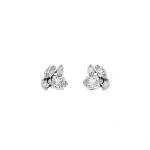 Suzanne Kalan Princess Cluster Diamond Studs in 18K White Gold | Fine Earrings | Coveti