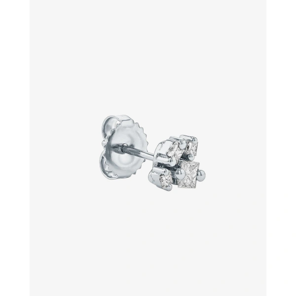 Suzanne Kalan Princess Cluster Diamond Studs in 18K White Gold | Fine Earrings | Coveti