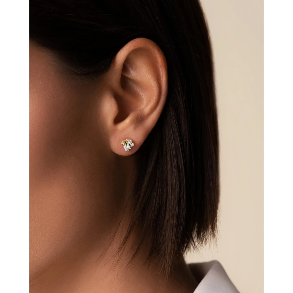 Suzanne Kalan Princess Cluster Diamond Studs in 18K Yellow Gold | Fine Earrings | Coveti