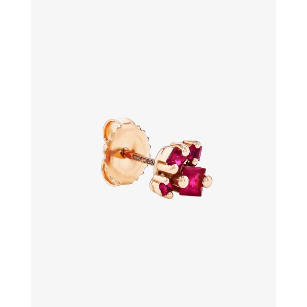 Suzanne Kalan Princess Cluster Ruby Studs in 18K Rose Gold | Fine Earrings | Coveti