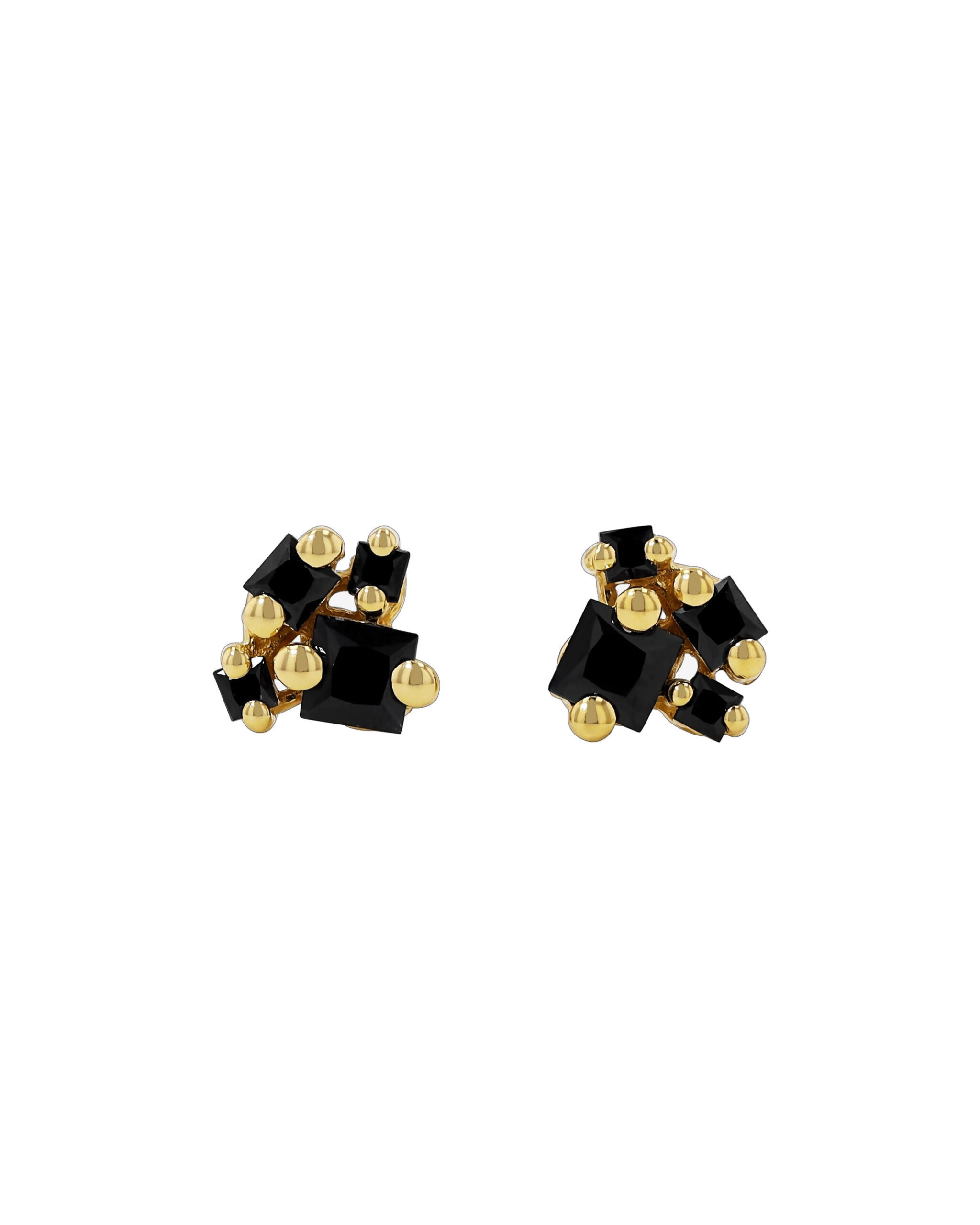 Suzanne Kalan Princess Cluster Studs in 18K Yellow Gold, Black Sapphire Suzanne Kalan Princess Cluster Studs in 18K Yellow Gold, Black Sapphire | Fine Earrings | Coveti
