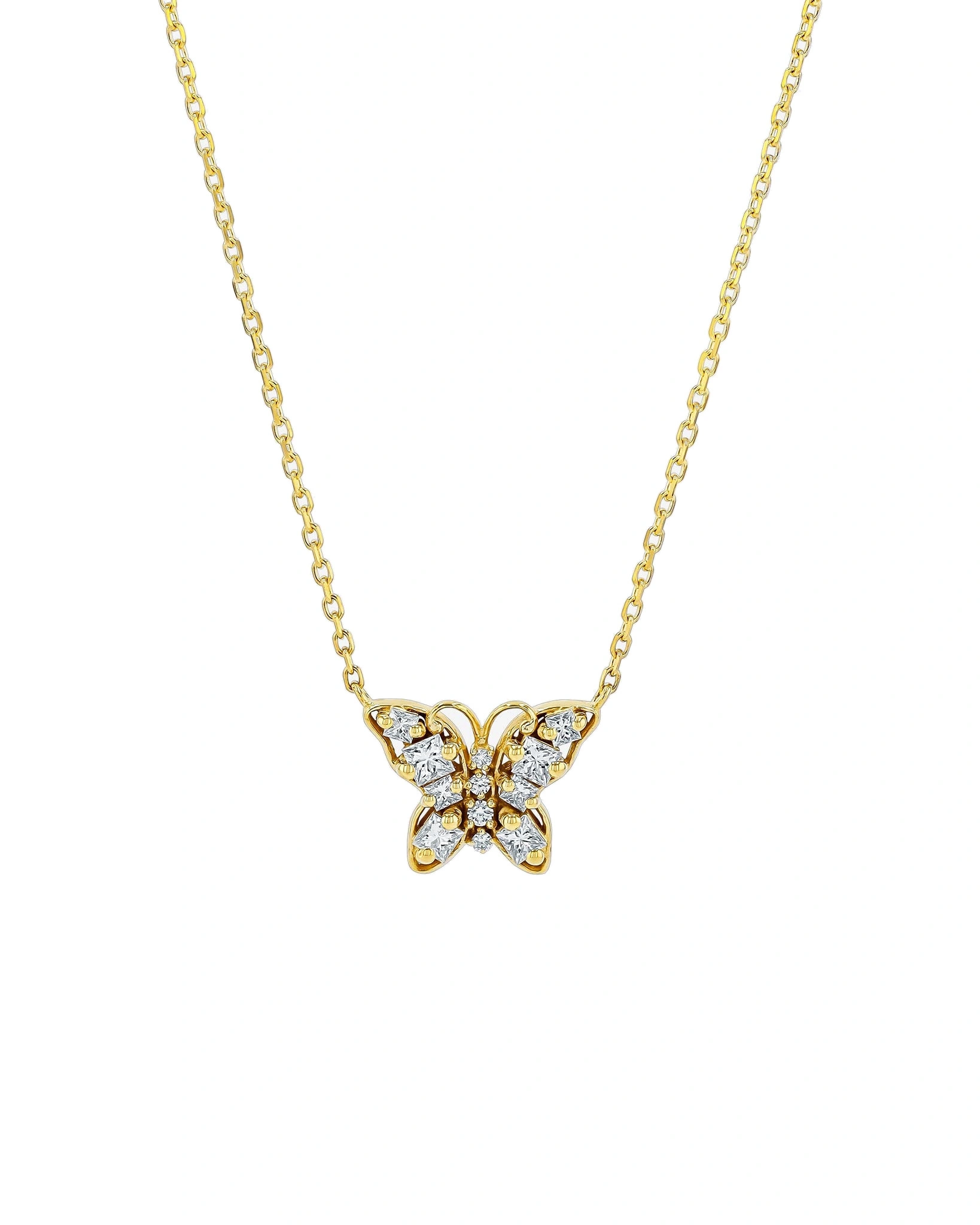 Suzanne Kalan Princess Diamond Mini Butterfly Pendant in 18K Yellow Gold Suzanne Kalan Princess Diamond Mini Butterfly Pendant in 18K Yellow Gold | Fine Necklaces | Coveti