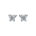 Suzanne Kalan Princess Diamond Mini Butterfly Studs in 18K White Gold | Fine Earrings | Coveti