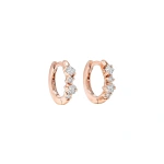 Suzanne Kalan Princess Diamond Mix Huggies in 18K Rose Gold | Fine Earrings | Coveti