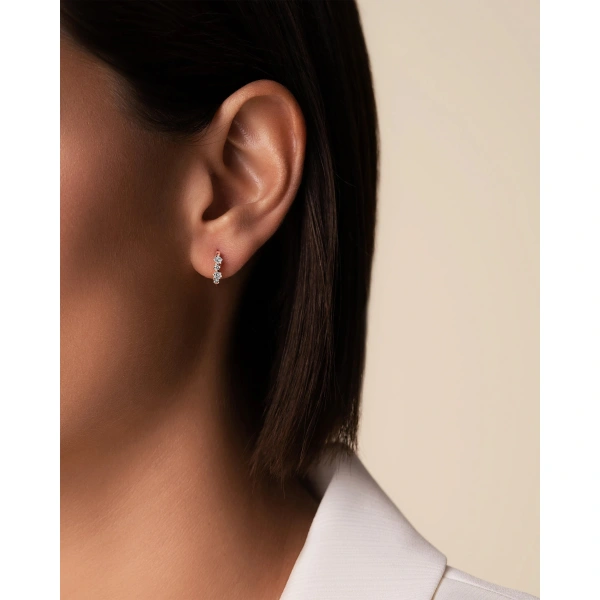 Suzanne Kalan Princess Diamond Mix Huggies in 18K Rose Gold | Fine Earrings | Coveti