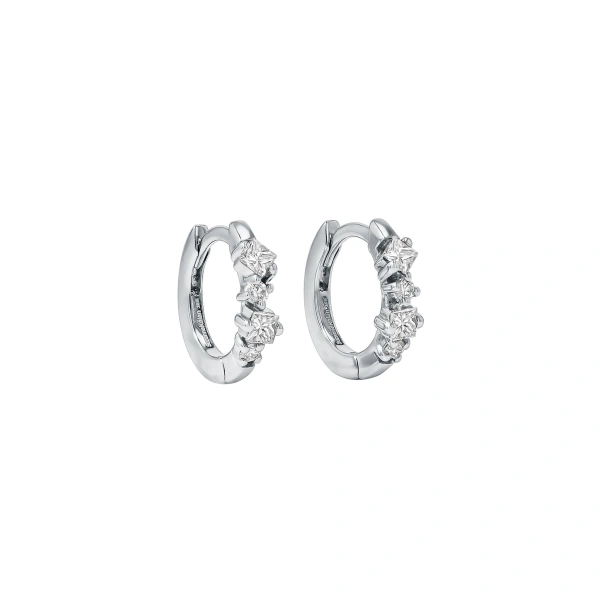Princess Diamond Mix Huggies in 18K White Gold