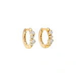 Suzanne Kalan Princess Diamond Mix Huggies in 18K Yellow Gold | Fine Earrings | Coveti