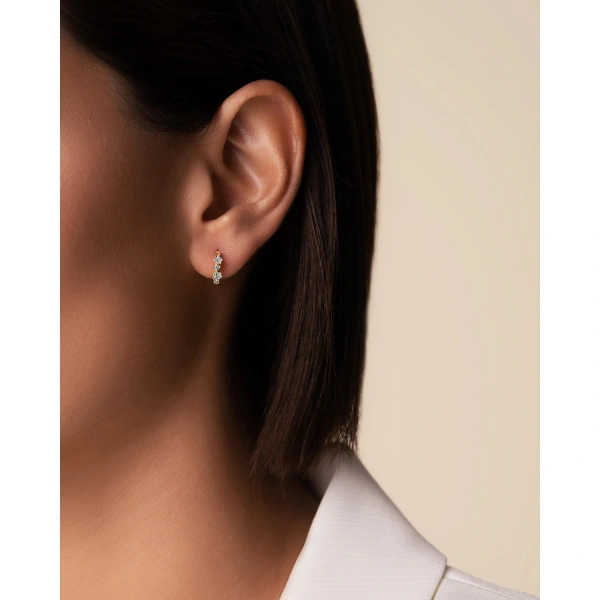 Suzanne Kalan Princess Diamond Mix Huggies in 18K Yellow Gold | Fine Earrings | Coveti