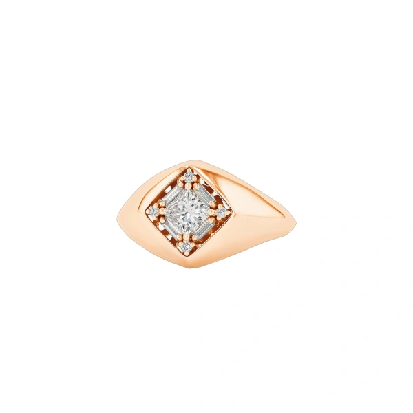 Suzanne Kalan Princess Diamond Signet Ring in 18K Rose Gold | Fine Rings | Coveti