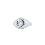 Suzanne Kalan Princess Diamond Signet Ring in 18K White Gold | Fine Rings | Coveti