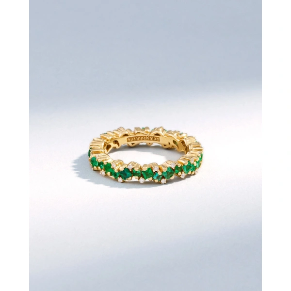 Suzanne Kalan Princess Elsa Emerald Eternity Band in 18K Yellow Gold | Fine Rings | Coveti