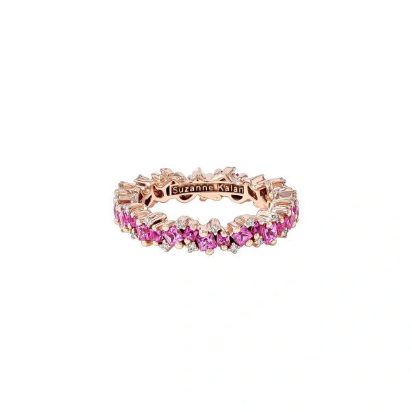 Suzanne Kalan Princess Elsa Eternity Band in 18K Rose Gold, Pink Sapphire | Fine Rings | Coveti