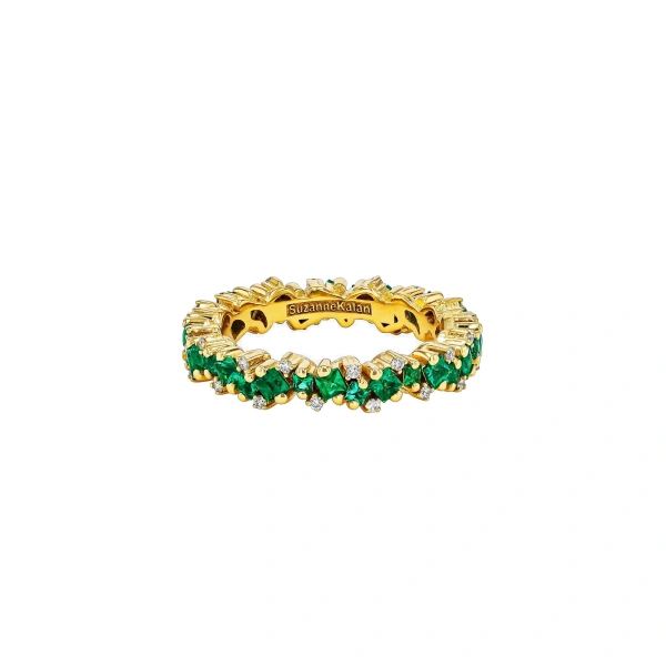 Suzanne Kalan Princess Elsa Eternity Band in 18K Yellow Gold, Emerald | Fine Rings | Coveti