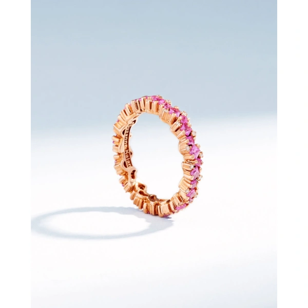 Suzanne Kalan Princess Elsa Pink Sapphire Eternity Band in 18K Rose Gold | Fine Rings | Coveti