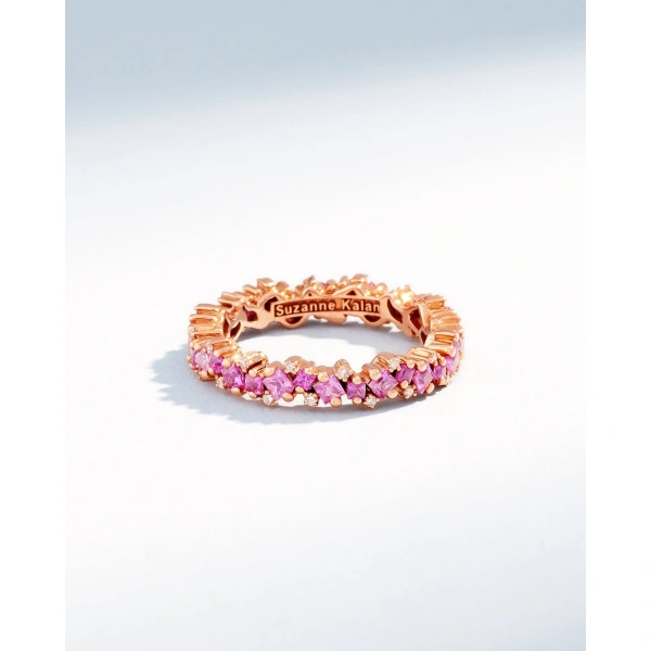 Suzanne Kalan Princess Elsa Pink Sapphire Eternity Band in 18K Rose Gold | Fine Rings | Coveti