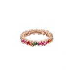 Suzanne Kalan Princess Elsa Rainbow Sapphire Eternity Band in 18K Rose Gold | Fine Rings | Coveti