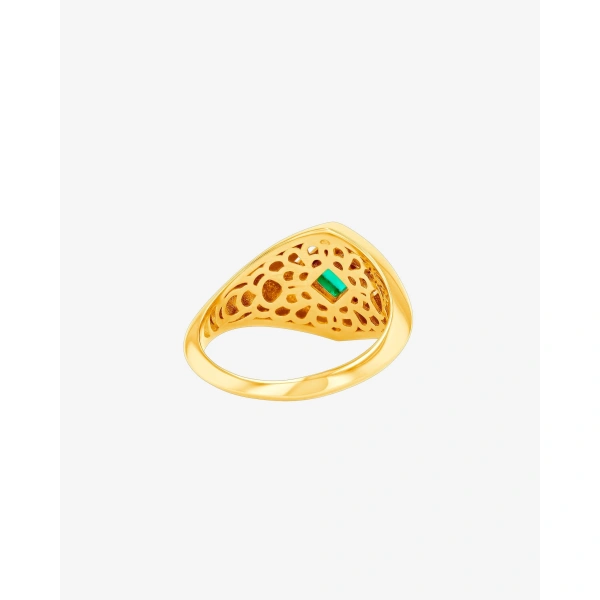 Suzanne Kalan Princess Emerald Signet Ring in 18K Yellow Gold | Fine Rings | Coveti