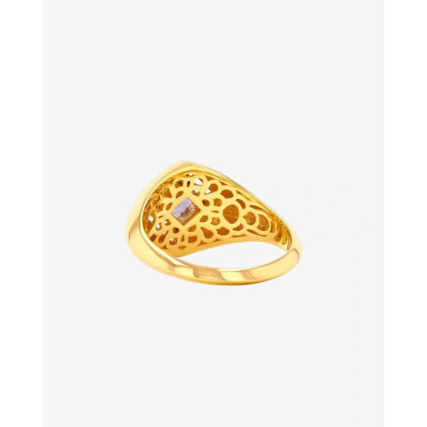 Suzanne Kalan Princess Light Blue Sapphire Signet Ring in 18K Yellow Gold | Fine Rings | Coveti
