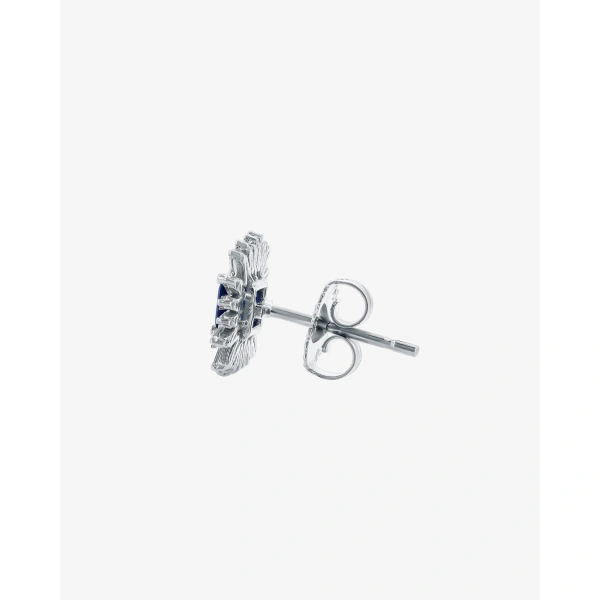 Suzanne Kalan Princess Midi Dark Blue Sapphire Spark Studs in 18K White Gold | Fine Earrings | Coveti