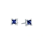Suzanne Kalan Princess Midi Dark Blue Sapphire Studs in 18K White Gold | Fine Earrings | Coveti