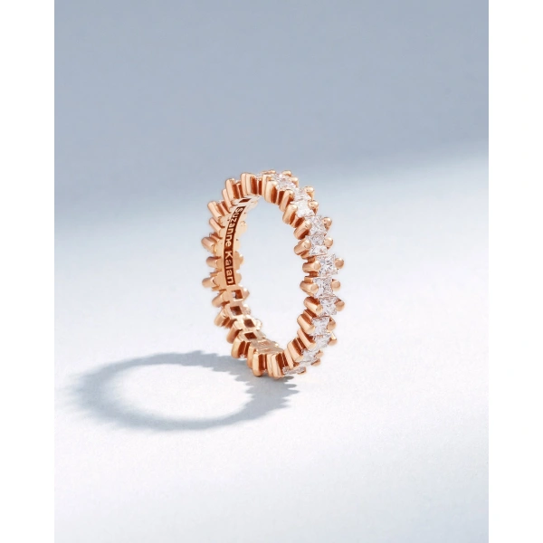 Suzanne Kalan Princess Midi Diamond Eternity Band in 18K Rose Gold | Fine Rings | Coveti