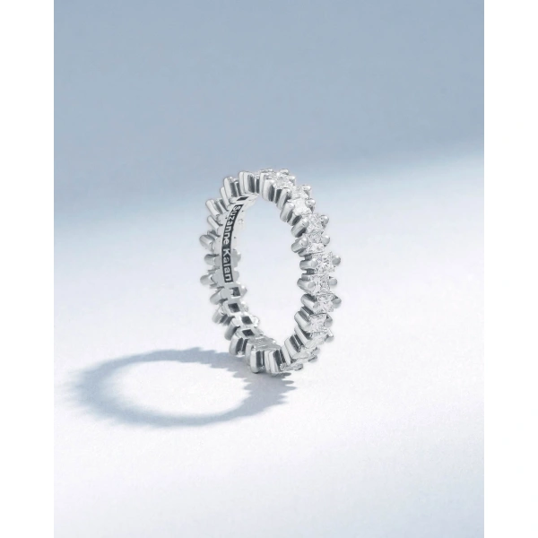 Suzanne Kalan Princess Midi Diamond Eternity Band in 18K White Gold | Fine Rings | Coveti