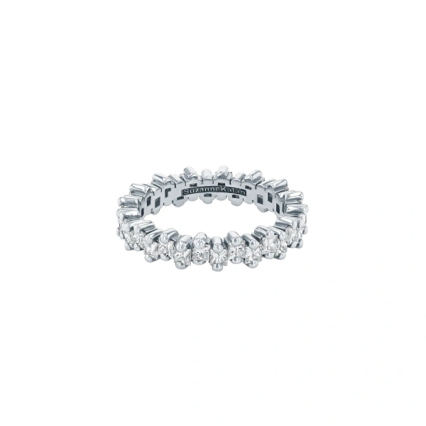 Suzanne Kalan Princess Midi Diamond Eternity Band in 18K White Gold | Fine Rings | Coveti