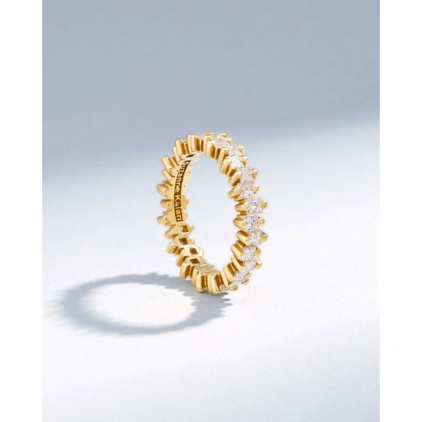 Suzanne Kalan Princess Midi Diamond Eternity Band in 18K Yellow Gold | Fine Rings | Coveti