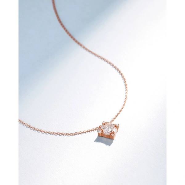 Suzanne Kalan Princess Midi Diamond Pendant in 18K Rose Gold | Fine Necklaces | Coveti
